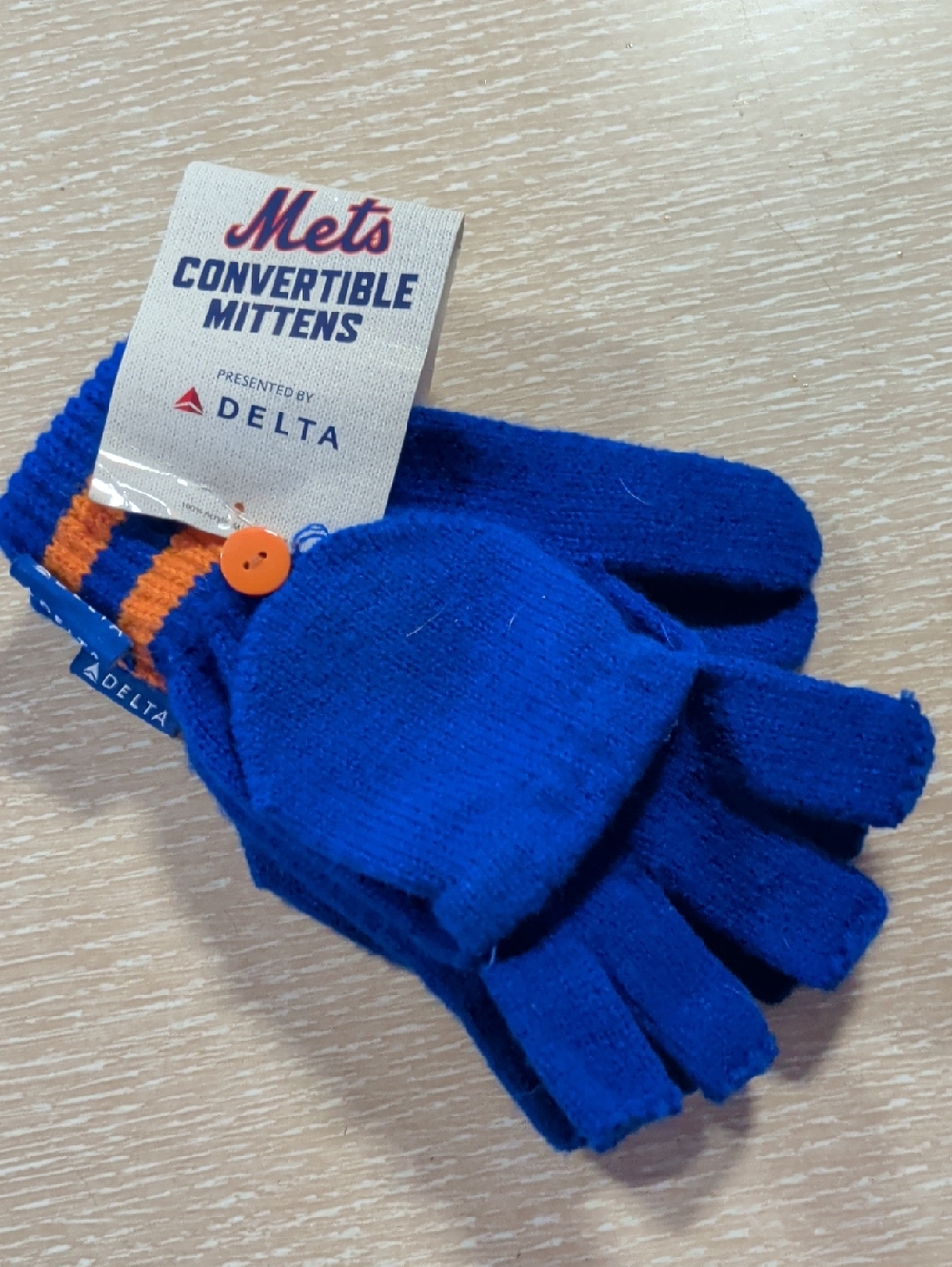 Rare! MLB New York Mets Baseball SGA DELTA Blue & Orange Convertible Mittens
